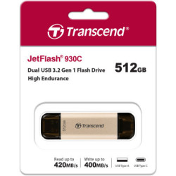 USB флеш накопичувач Transcend 512GB JetFlash 930C Gold-Black USB 3.2/Type-C (TS512GJF930C)