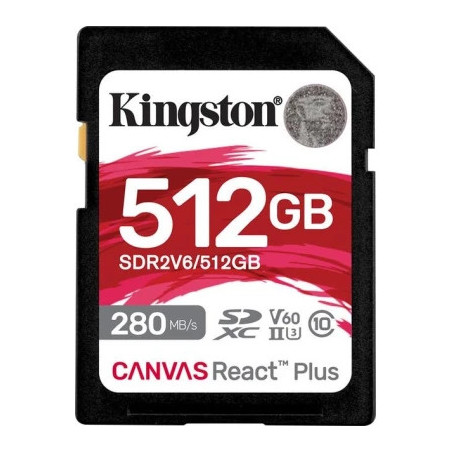 Карта пам'яті Kingston 512GB SDXC class 10 UHS-II U3 Canvas React Plus (SDR2V6/512GB)