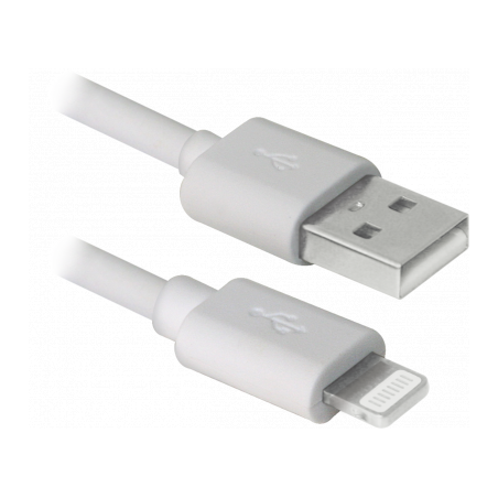 Дата кабель USB 2.0 AM to Lightning 1.0m ACH01-03BH white Defender (87479)