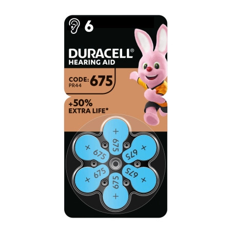 Батарейка Duracell для слухових апаратів розмір 675, 6 шт. в упаковці (5004326)
