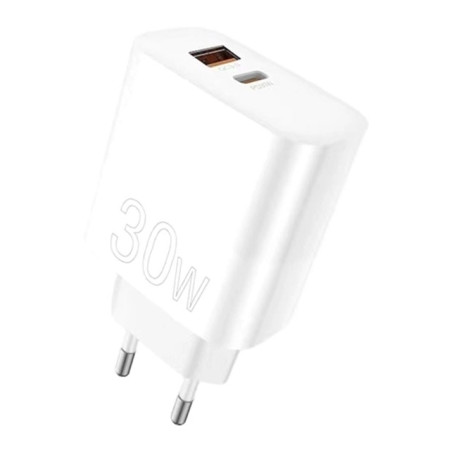 Зарядний пристрій WUW C208 1xUSB-C PD30W + 1xUSB QC3.0 18W White (6972573333417)