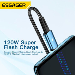 Дата кабель USB 2.0 AM to USB-C 2.0m 120W black Essager (EXC120-CGA01-P)