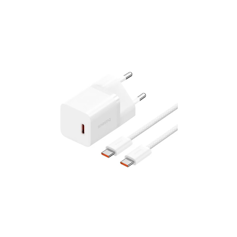 Зарядний пристрій Baseus GaN5 Fast Charger USB-C 30W + Cable 1.0m Type-C 100W white (P10110902213-00)