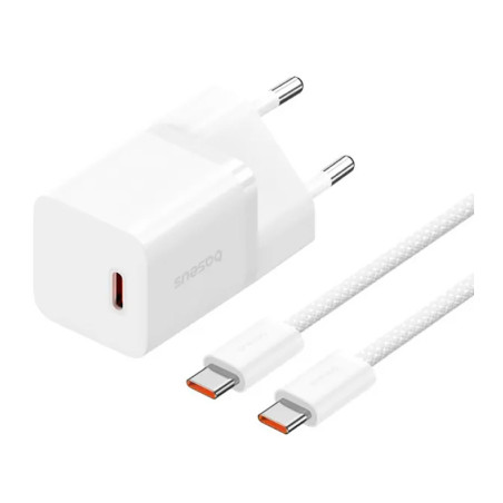 Зарядний пристрій Baseus GaN5 Fast Charger USB-C 30W + Cable 1.0m Type-C 100W white (P10110902213-00)