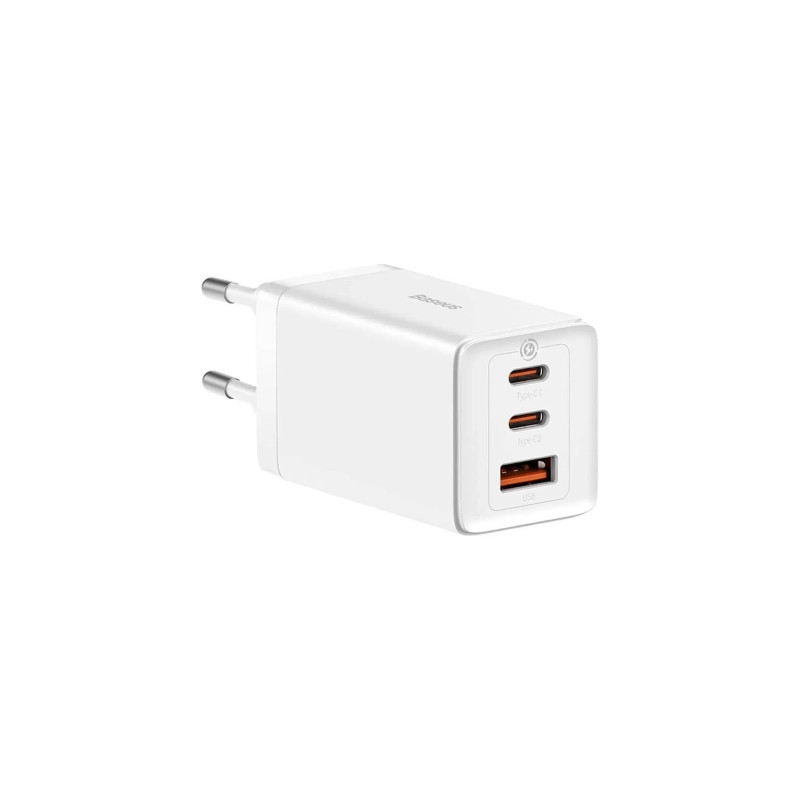 Зарядний пристрій Baseus 2xUSB-C 65W + 1xUSB GaN + cable USB-C to USB-C 100W 1.0m white (CCGP120202)