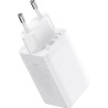 Зарядний пристрій Baseus 2xUSB-C 65W + 1xUSB GaN + cable USB-C to USB-C 100W 1.0m white (CCGP120202)