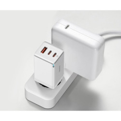 Зарядний пристрій Baseus 2xUSB-C 65W + 1xUSB GaN + cable USB-C to USB-C 100W 1.0m white (CCGP120202)