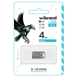 USB флеш накопичувач Wibrand 4GB Hawk Silver USB 2.0 (WI2.0/HA4M1S)