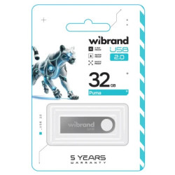 USB флеш накопичувач Wibrand 32GB Puma Silver USB 2.0 (WI2.0/PU32U1S)