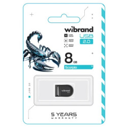 USB флеш накопичувач Wibrand 8GB Scorpio Black USB 2.0 (WI2.0/SC8M3B)