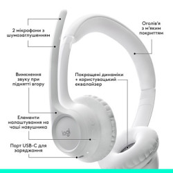 Навушники Logitech Zone 300 Bluetooth Off-White (981-001417)