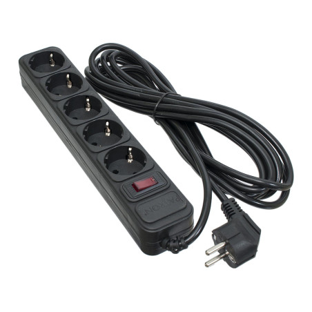 Мережевий фільтр живлення Patron 5.0 m3*1mm2 (SP-1055) 5 розеток BLACK (EXT-PN-SP-1055)
