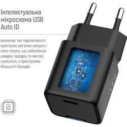 Зарядний пристрій ColorWay GaN Mini 25W PD Port PPS USB-C black (CW-CHS052PD-BK)