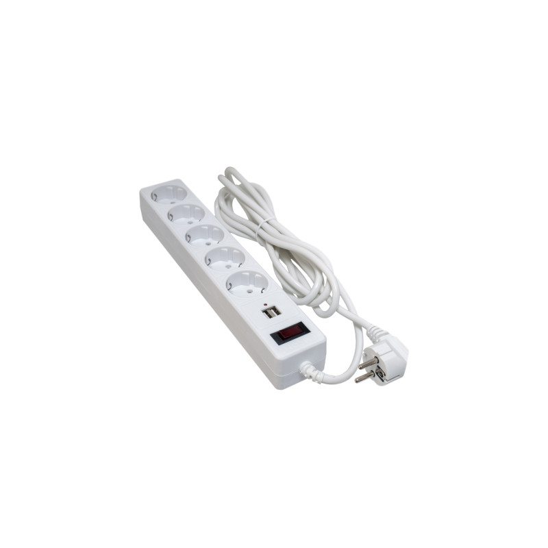 Мережевий фільтр живлення Patron 3m + 2 USB 2.0, 2.1A, 5 роз. White (EXT-PN-SP-53-USB-W)