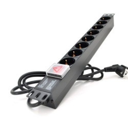Силовий блок 19" 8 розеток, кабель 1.8м, вимикач, алюм. корпус PiPo (PP8PDUGR)