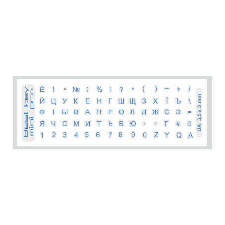 Наклейка на клавіатуру BestKey mini Pro 3,5х3мм, прозора основа, 70, синій (BKmPRO/BluTr/052)