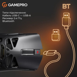 Мишка GamePro Genesis Spider Wireless/Bluetooth/USB Black (GM870B)