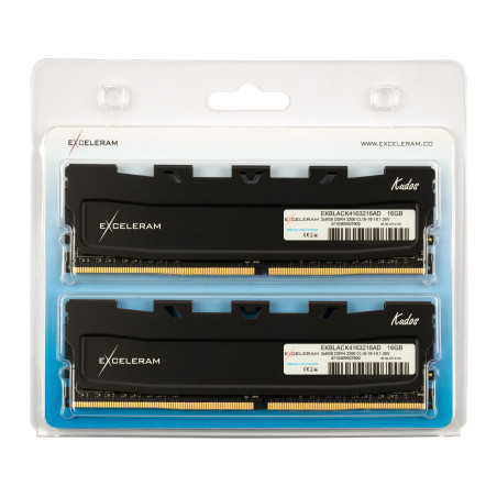 Модуль пам'яті для комп'ютера DDR4 16GB (2x8GB) 3200 MHz Kudos Black eXceleram (EKBLACK4163216AD)