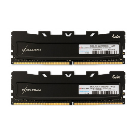Модуль пам'яті для комп'ютера DDR4 16GB (2x8GB) 3200 MHz Black Kudos eXceleram (EKBLACK4163222AD)