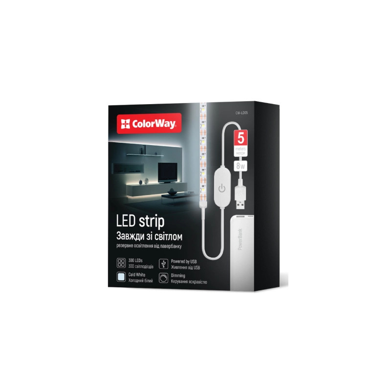 Світлодіодна стрічка ColorWay LED  5м з живленням від USB (CW-LD05)