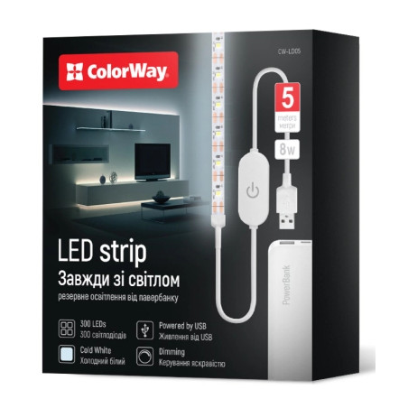 Світлодіодна стрічка ColorWay LED  5м з живленням від USB (CW-LD05)