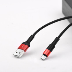 Дата кабель USB 2.0 AM to USB-C 1.0m 2A 18W nylon X26 black+red HOCO (6957531080251)
