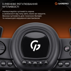 Кермо GamePro RW038PM з педалями та коробкою передач PC/XBOX360/XBOXONE/SWITCH/PS3/PS4 (RW038PM)