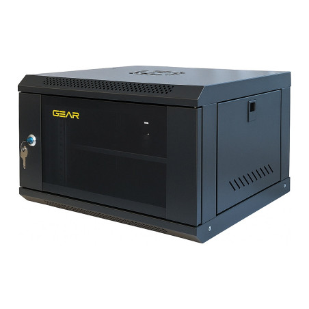 Шафа настінна GEAR 6U 19" 600x450x350 мм, + полка 19", black (GWMSN-6U-600-450)
