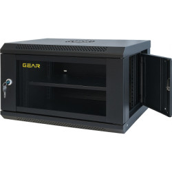 Шафа настінна GEAR 6U 19" 600x450x350 мм, + полка 19", black (GWMSN-6U-600-450)