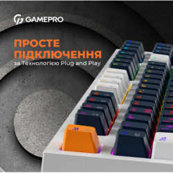 Клавіатура GamePro MK180W Hot-Swap Red Swich RGB USB UA White (MK180W)
