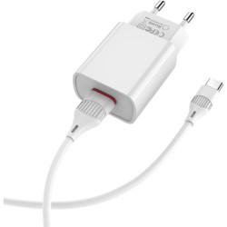 Зарядний пристрій BOROFONE BA20A USB 10.5W + cable USB to USB-C white (6931474700742)