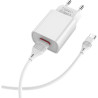 Зарядний пристрій BOROFONE BA20A USB 10.5W + cable USB to USB-C white (6931474700742)