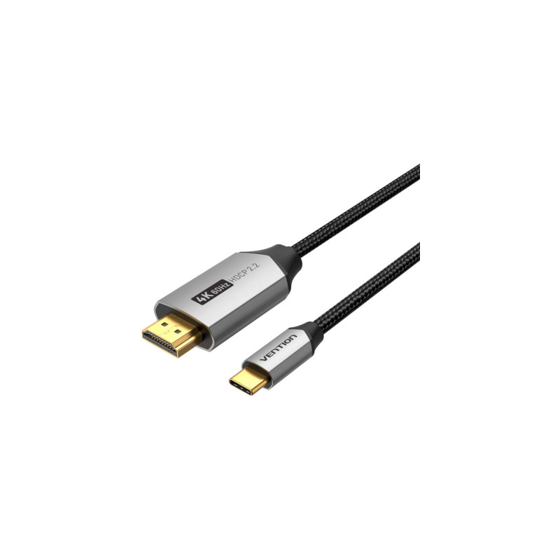 Кабель мультимедійний USB-C to HDMI M 1.5m 4K60Hz Thunderbolt 3 HDCP2.2 black Vention (CRBBG)