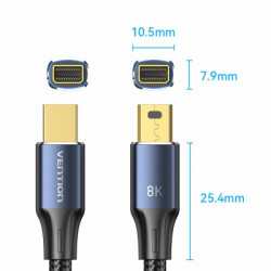Кабель мультимедійний miniDisplayPort M to Mini DisplayPort M 2.0m V1.4 8K60Hz blue Vention (HCGLH)