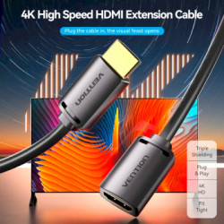 Кабель мультимедійний HDMI M to HDMI F 2.0m V2.0 4K60Hz Vention (AHCBH)