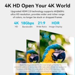 Кабель мультимедійний HDMI M to HDMI F 2.0m V2.0 4K60Hz Vention (AHCBH)