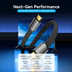 Кабель мультимедійний HDMI M to HDMI M 2.0m V2.1 8K60Hz flat Vention (ALKBH)
