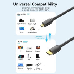 Кабель мультимедійний HDMI M to HDMI mini M 1.5m V2.0 4K60Hz Vention (AGHBG)