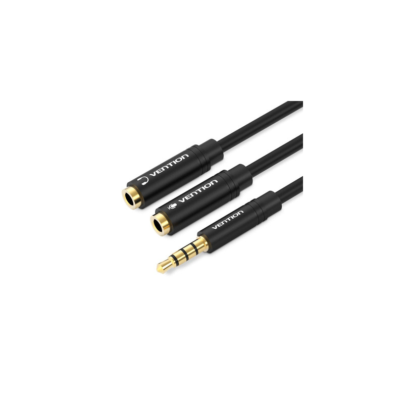Кабель мультимедійний Jack 3.5mm 4pin M to 2X 3.5mm F Vention (BBVBY)