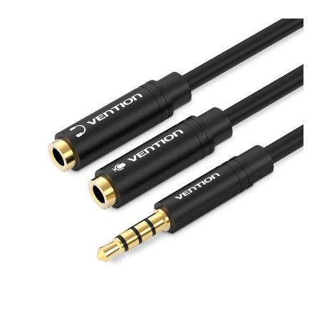 Кабель мультимедійний Jack 3.5mm 4pin M to 2X 3.5mm F Vention (BBVBY)