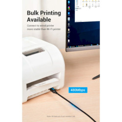 Кабель для принтера USB-C 2.0 to BM 2.0m 2.4А 480Mbps Vention (CQUBH)