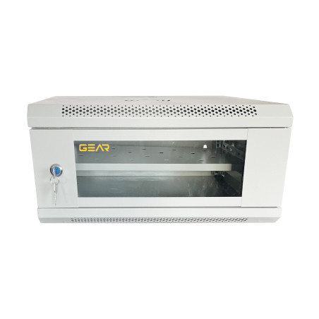 Шафа настінна GEAR 4U 19" 600x450x280 мм, + полка 19", grey (GWMSN-4U-600-450G)