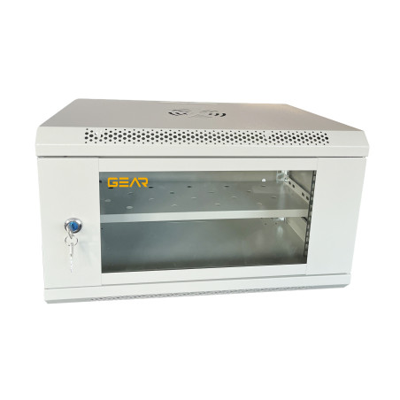 Шафа настінна GEAR 6U 19" 600x600x300 мм, + полка 19", grey (GWMSN-6U-600-600G)
