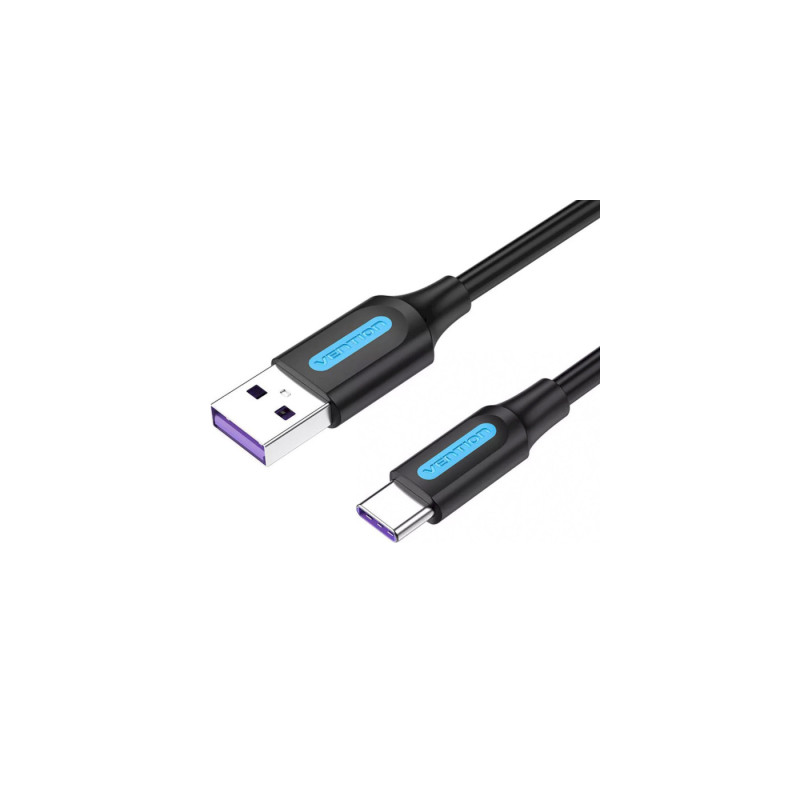 Дата кабель USB 2.0 AM to USB-C 0.5m 5.0A (25W) PVC black Vention (CORBD)