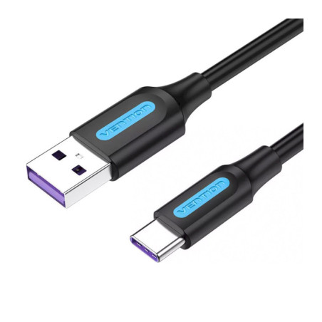 Дата кабель USB 2.0 AM to USB-C 0.5m 5.0A (25W) PVC black Vention (CORBD)