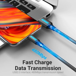 Дата кабель USB 2.0 AM to USB-C 0.5m 5.0A (25W) PVC black Vention (CORBD)