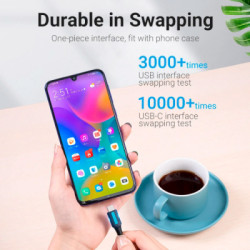 Дата кабель USB 2.0 AM to USB-C 0.5m 5.0A (25W) PVC black Vention (CORBD)