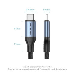 Дата кабель USB-C to USB-C 1.0m Thunderbolt 4 240W (50V/5A) 8K60Hz Gray Aluminum Alloy Vention (TAVHF)
