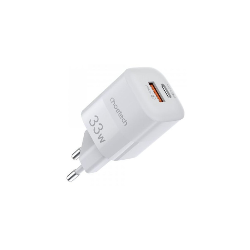 Зарядний пристрій Choetech GaN USB-A/USB-C 33W QC3.0/PD/PPS (PD5006-EU-WH)