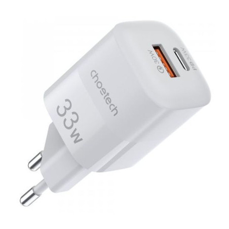 Зарядний пристрій Choetech GaN USB-A/USB-C 33W QC3.0/PD/PPS (PD5006-EU-WH)